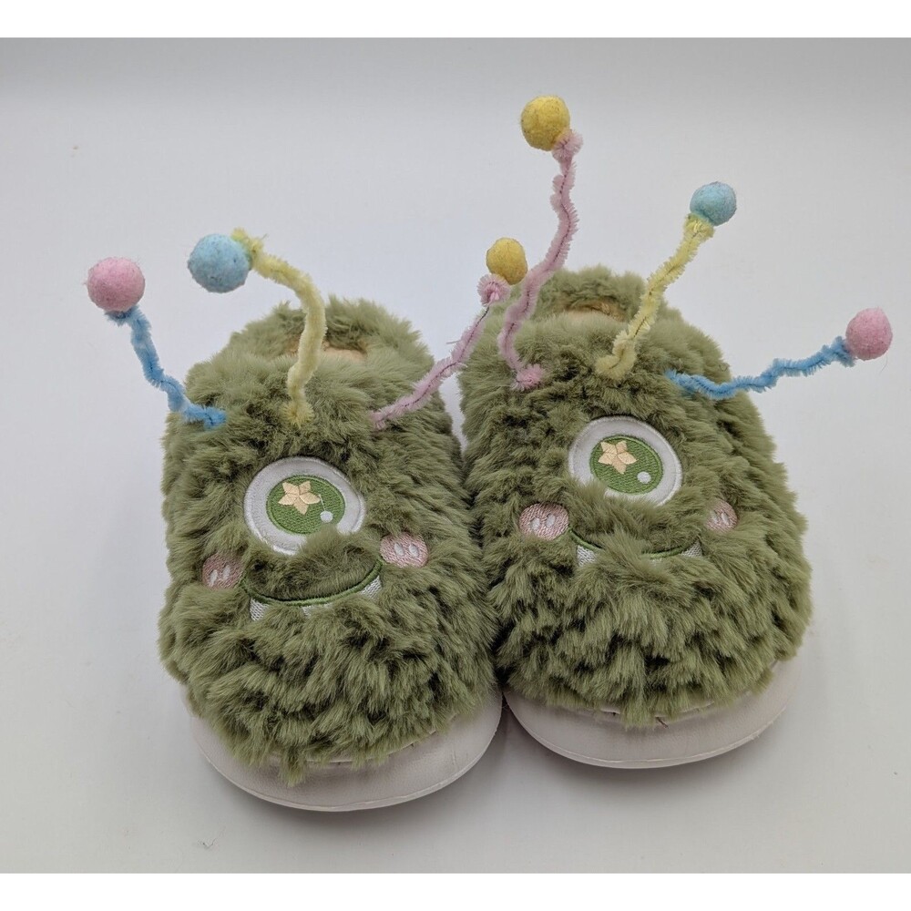 Cute Monster Fuzzy Slippers for Women Soft Plush Devil Animal Non Slip Warm 8.5"